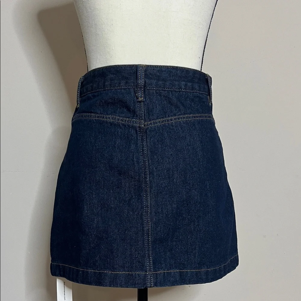 👖🚙👥Dark Blue Button-Front Denim Mini Skirt